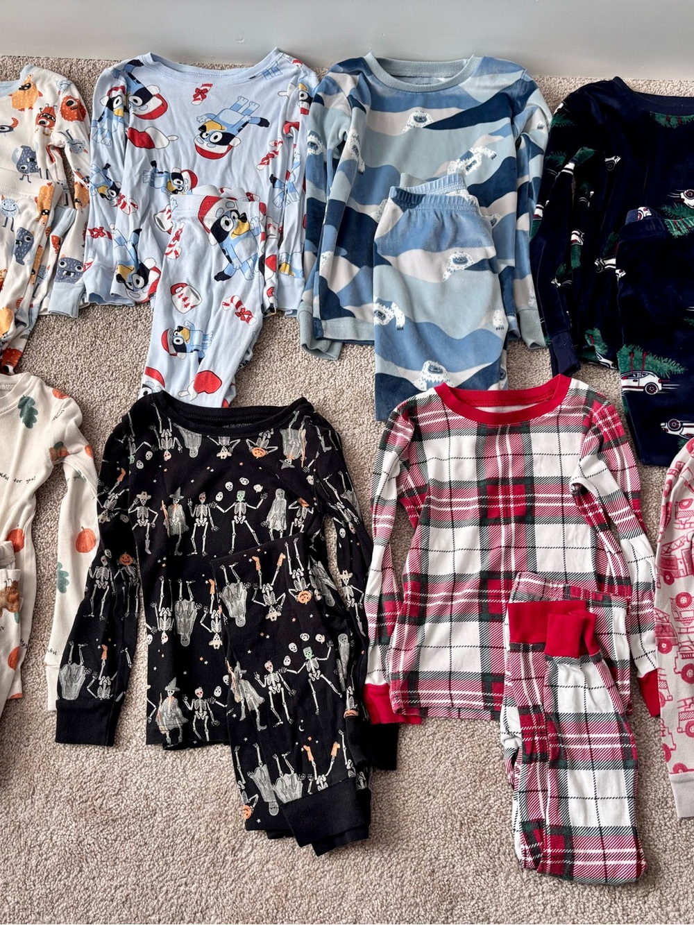 🍁 Boys Size 5T Fall/Winter Pajama Bundle | 14-Piece Lot | Carter’s + Old Navy 🎄